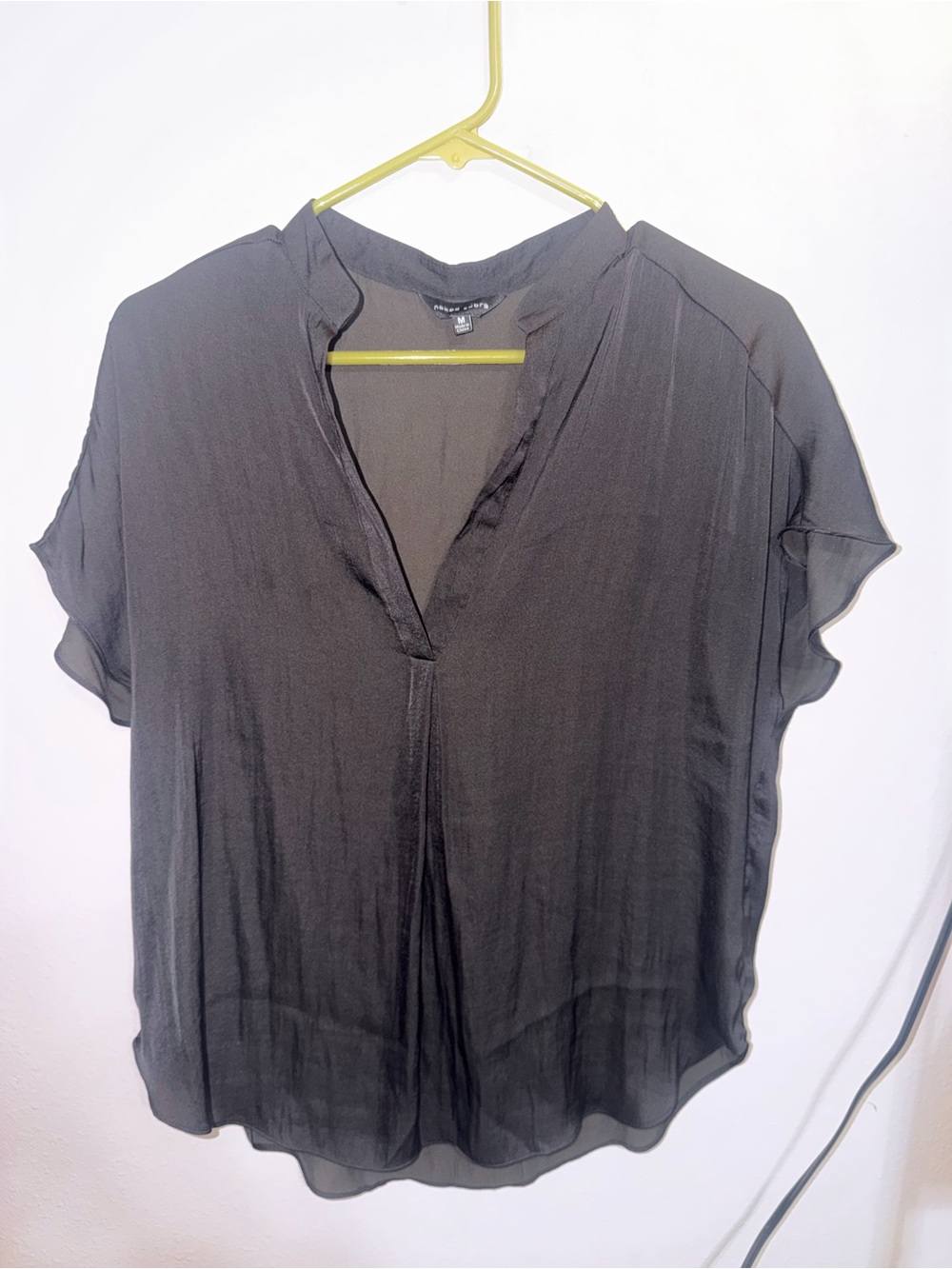 Naked Zebra Black V-Neck Short Sleeve Blouse